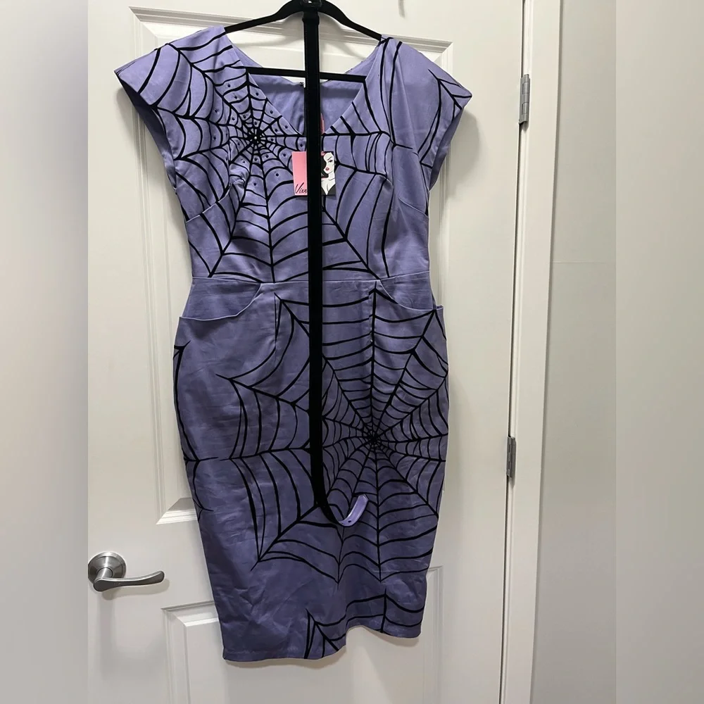 Vixen by Micheline Pitt Widow Spider Web Dress in Periwinkle - Picture 2 of 8